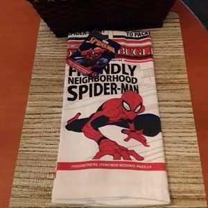 2PK Marvel SPIDER-MAN Daily Bugle Dish Towels White Multicolor 100% Cotton NEW